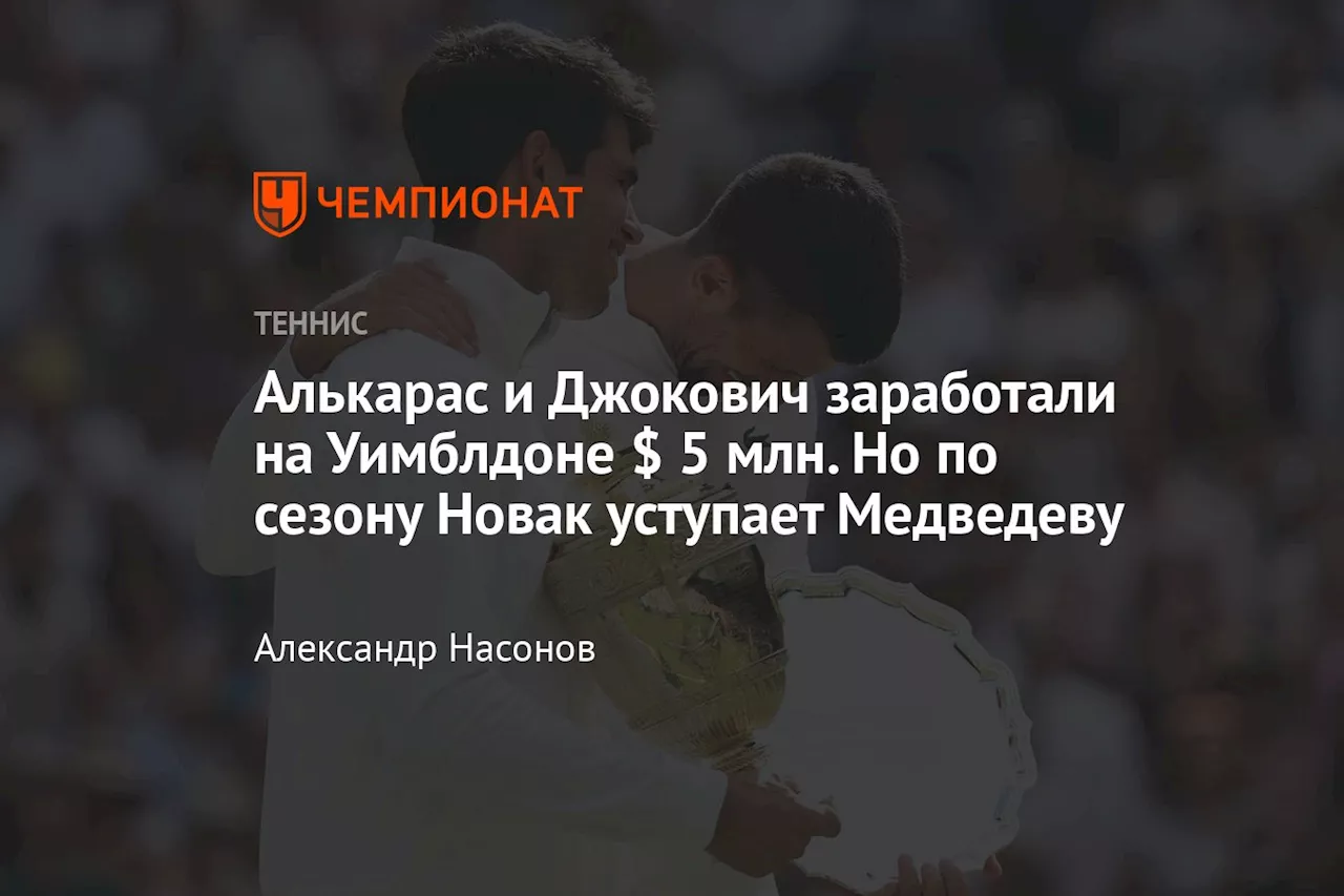 Алькарас и Джокович заработали на Уимблдоне $ 5 млн. Но по сезону Новак уступает Медведеву