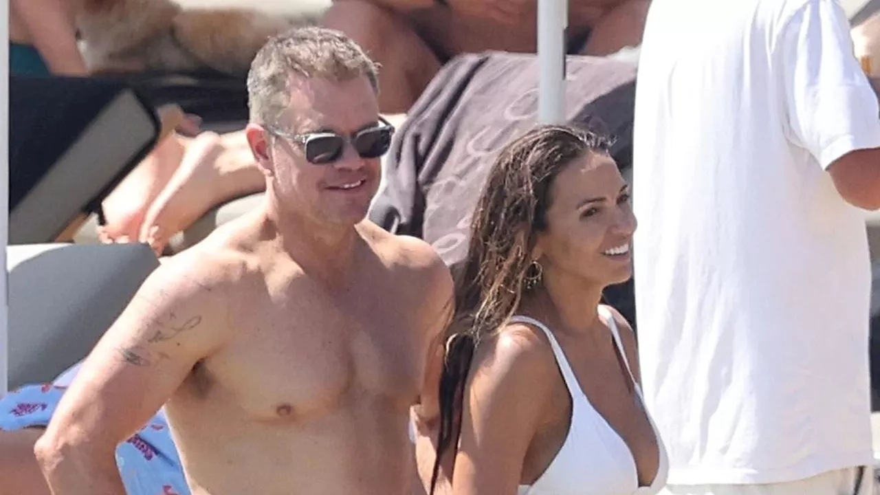 Matt Damon, 53, and his wife Luciana, 47, put on a very affectionate display during a family getaway...