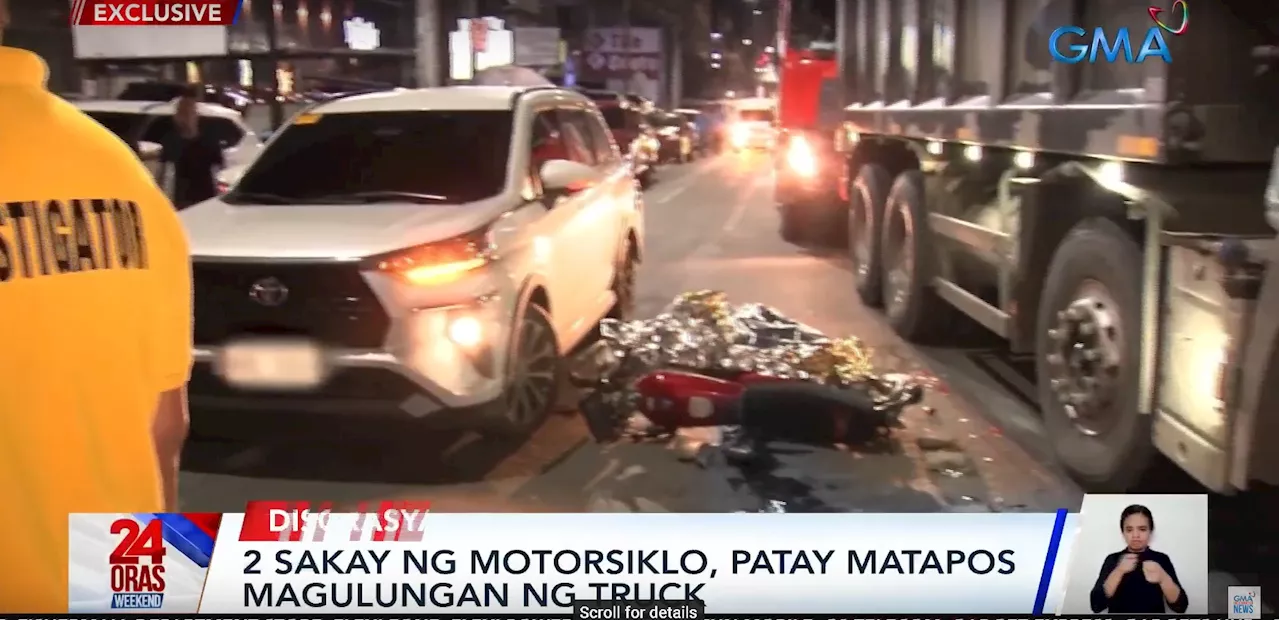 Rider, passenger killed in Pasig after getting run over by truck