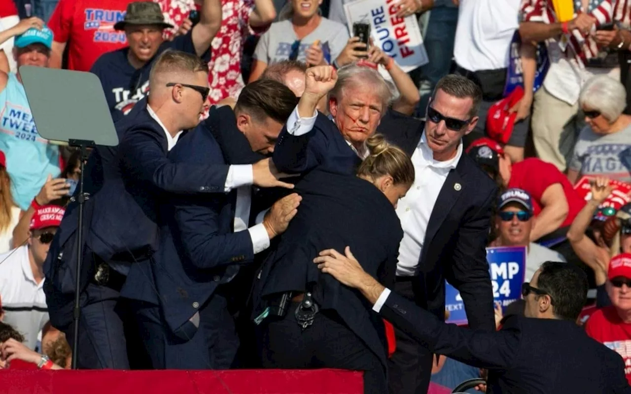 Vídeo: Trump é retirado de comício na Pensilvânia com sangue na orelha após disparos serem ouvidos