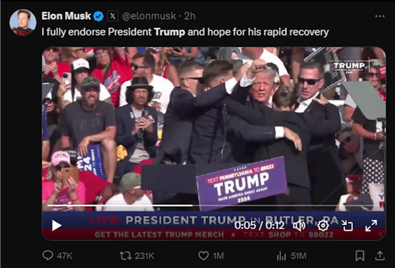 Elon Musk endorses Trump, Obama says ‘no place for political violence’ following rally shooting