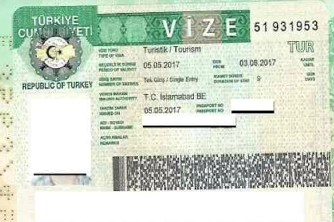 Turkiye visit visa latest fee from Pakistan