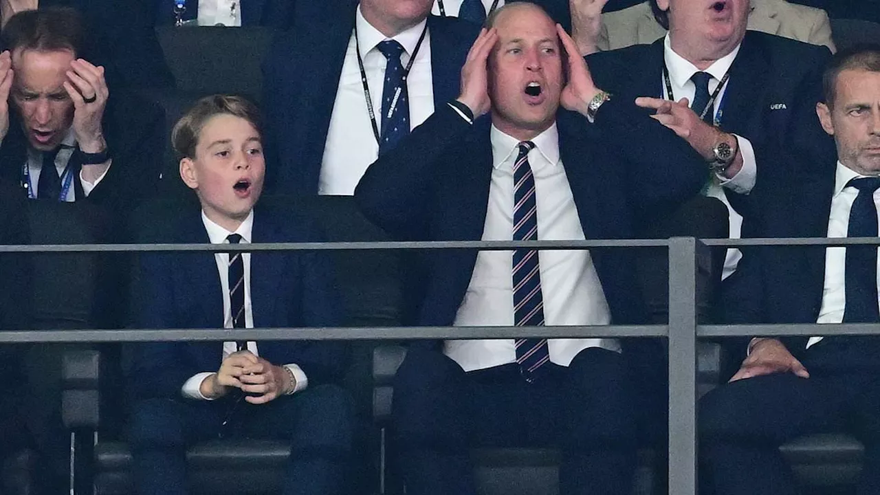 Prince William and Prince George look heartbroken as England lose to Spain in Euros 2024