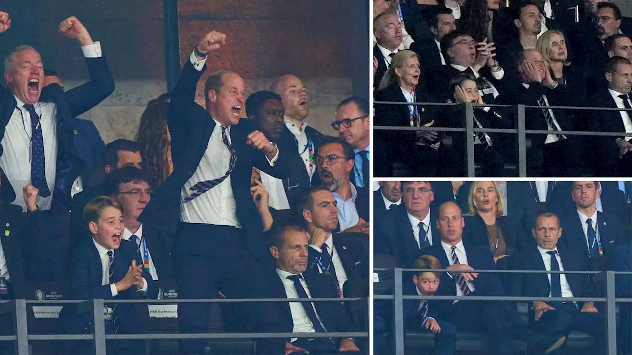 Prince William and Prince George put on animated display as they watch rollercoaster Euro 2024 final...