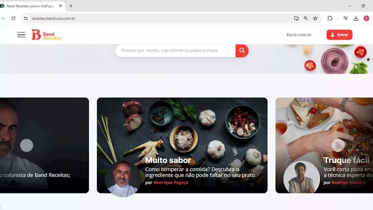 Band Receitas ganha novo site mais intuitivo e dinâmico; confira as novidades