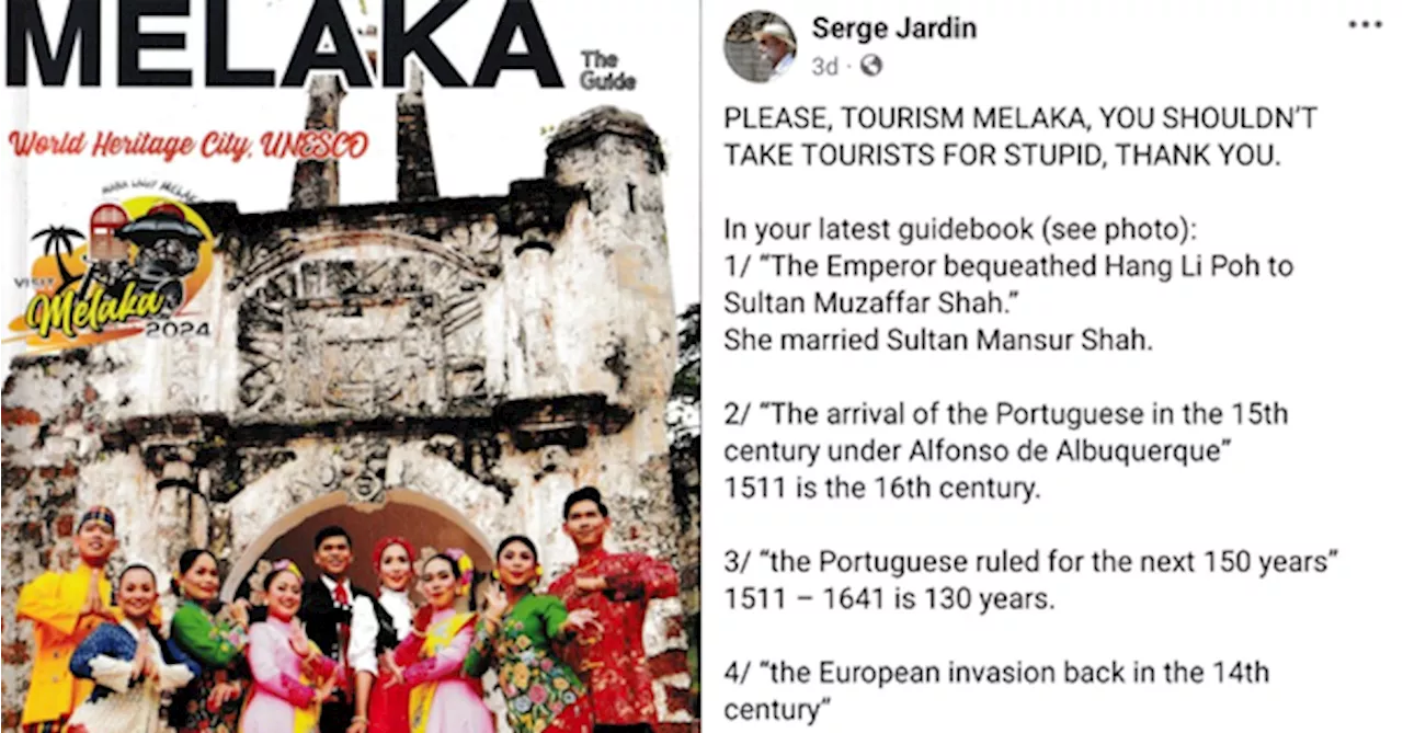 Tourism Melaka Recalls Guidebooks After French Historian Calls Out Multiple Errors