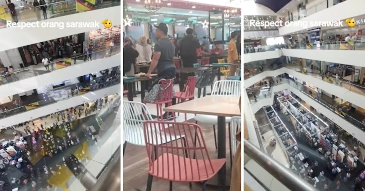 Everyone at This Kuching Mall Stands to Respect 'Ibu Pertiwiku' as the Sarawak Anthem Started Playing