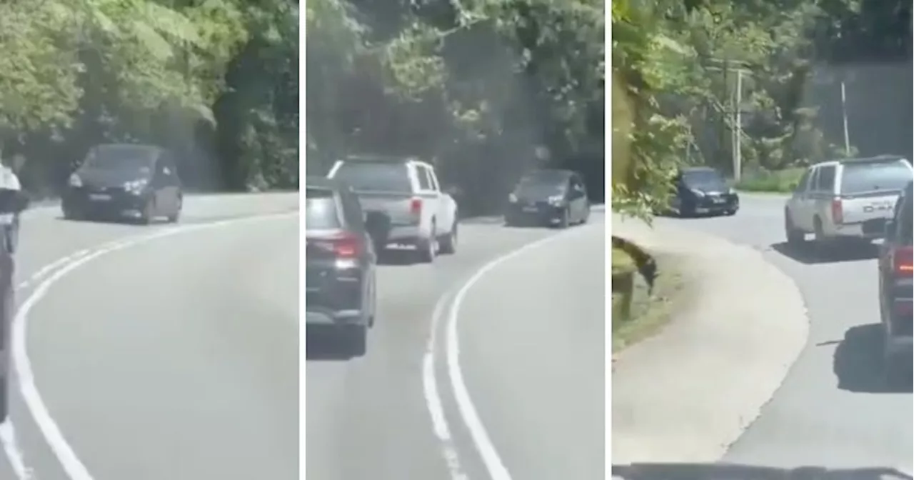  Myvi with Broken Gearbox Casually Drives in Reverse on Winding M'sian Road