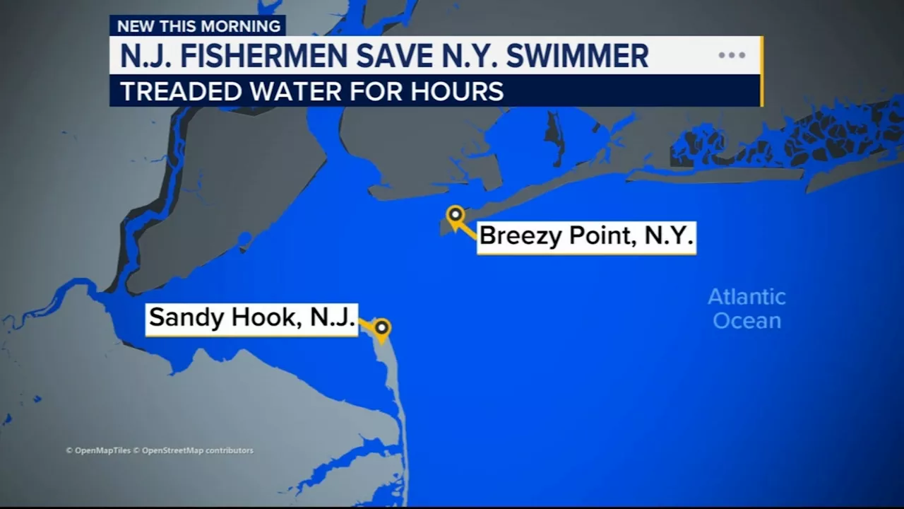 NJ fishermen save NYC swimmer found 2 miles from shore after treading water for hours