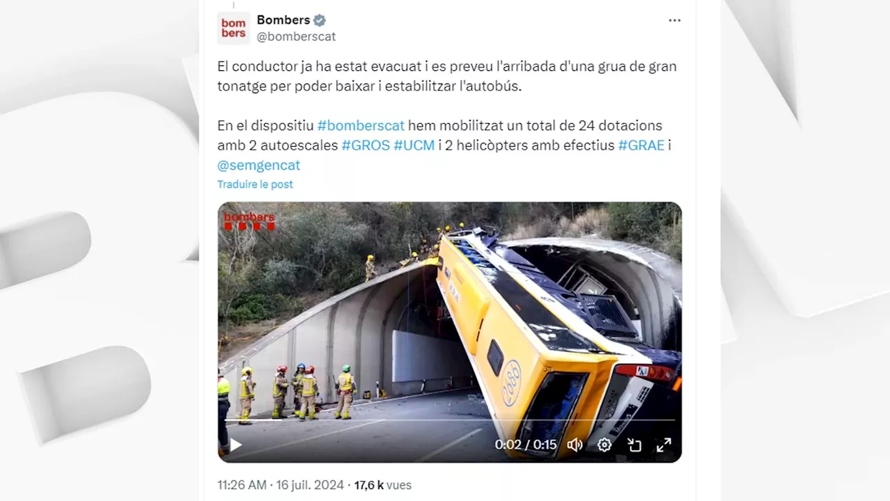 Espagne: accident de bus spectaculaire, trois blessés dans un état critique