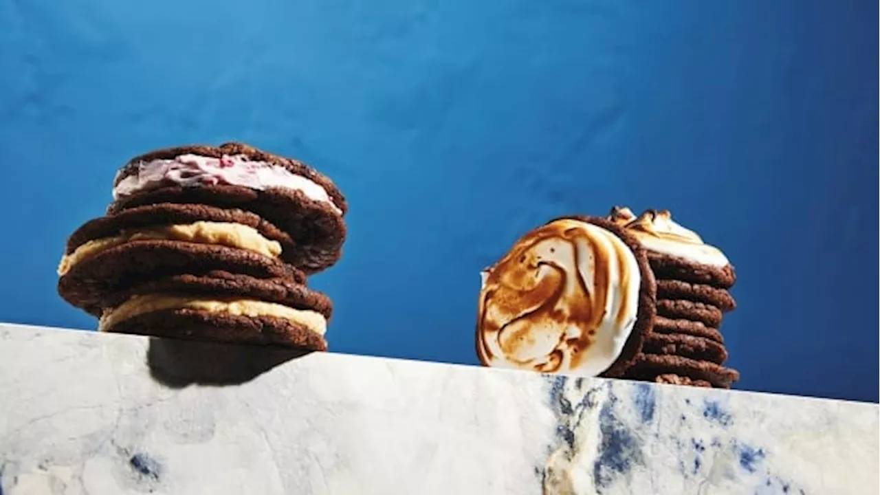 Dark chocolate cookie sandwiches with 3 delicious fillings to choose from