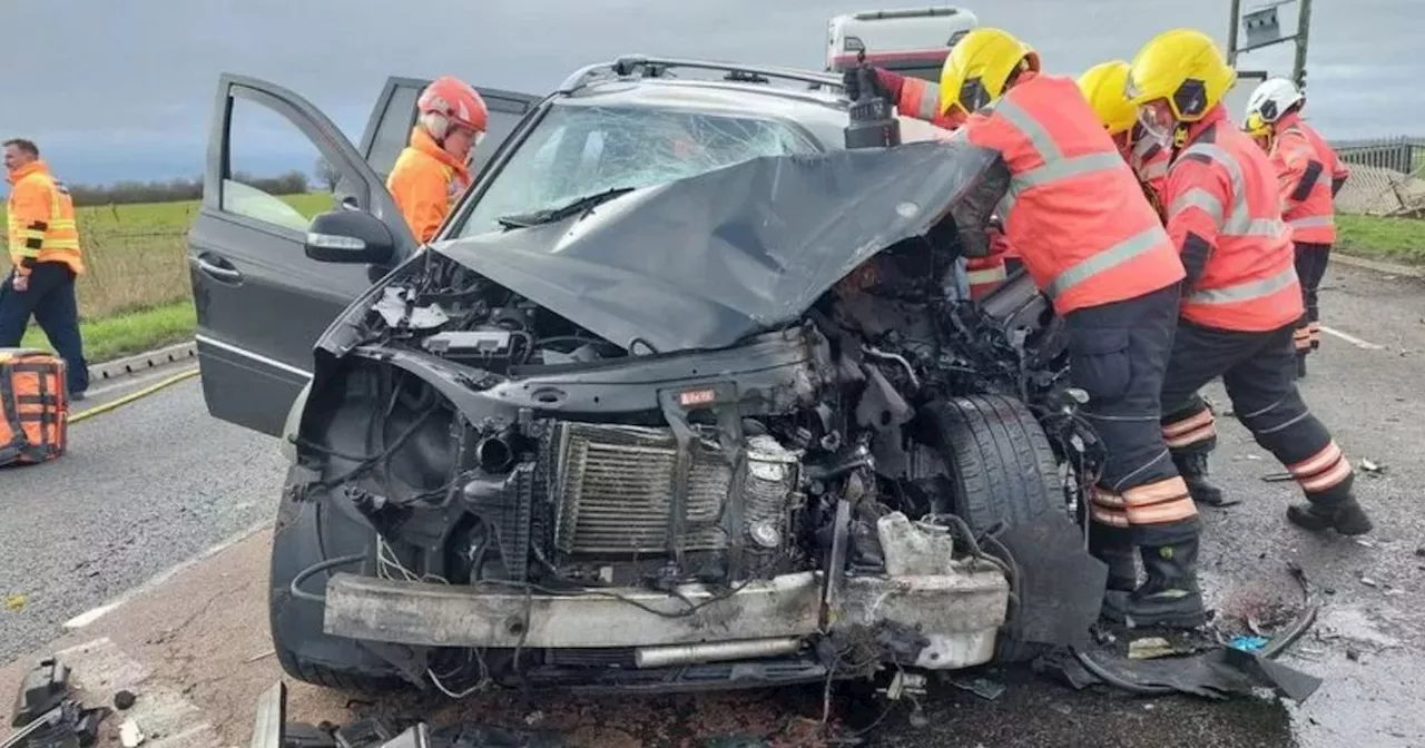 Man trapped after Scots lorry driver high on drugs smashes into car