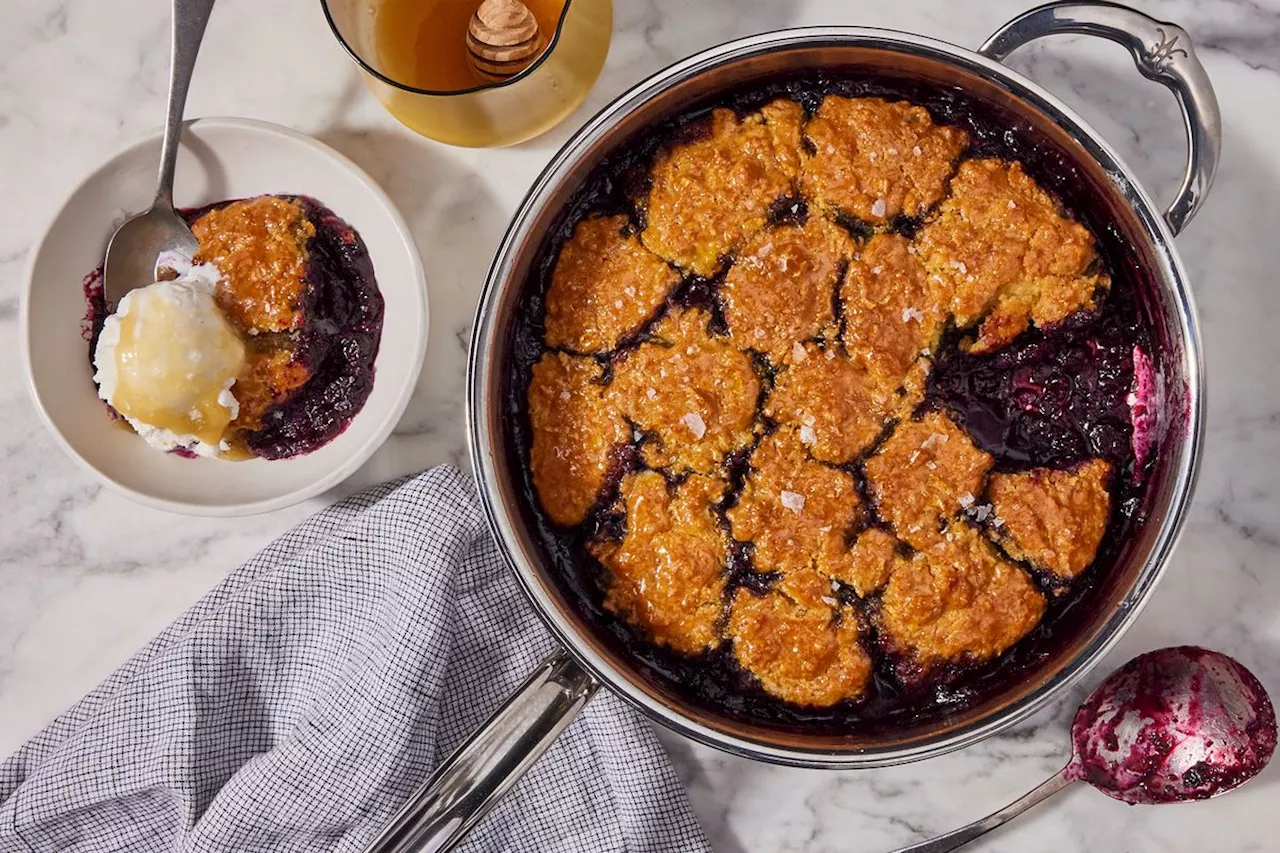 Blueberry Grunt with Honey-Glazed Corn Biscuits Recipe on Food52