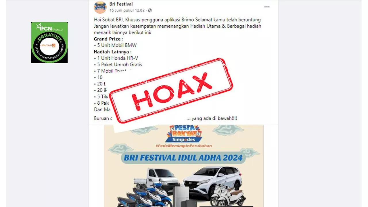 Daftar Hoaks Pembagian Hadiah Mencatut BRI, Awas Tergiur Penipuan