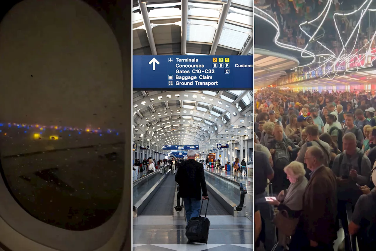 Freaked-out plane passengers trapped on tarmac at Chicago's O'Hare as 'tornado warning' alerts blare from cellphones