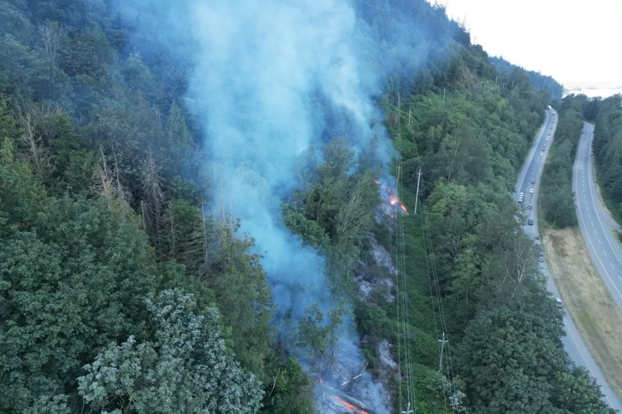 Wildfire along Highway 1 in B.C.'s Fraser Valley now classified as 'held'