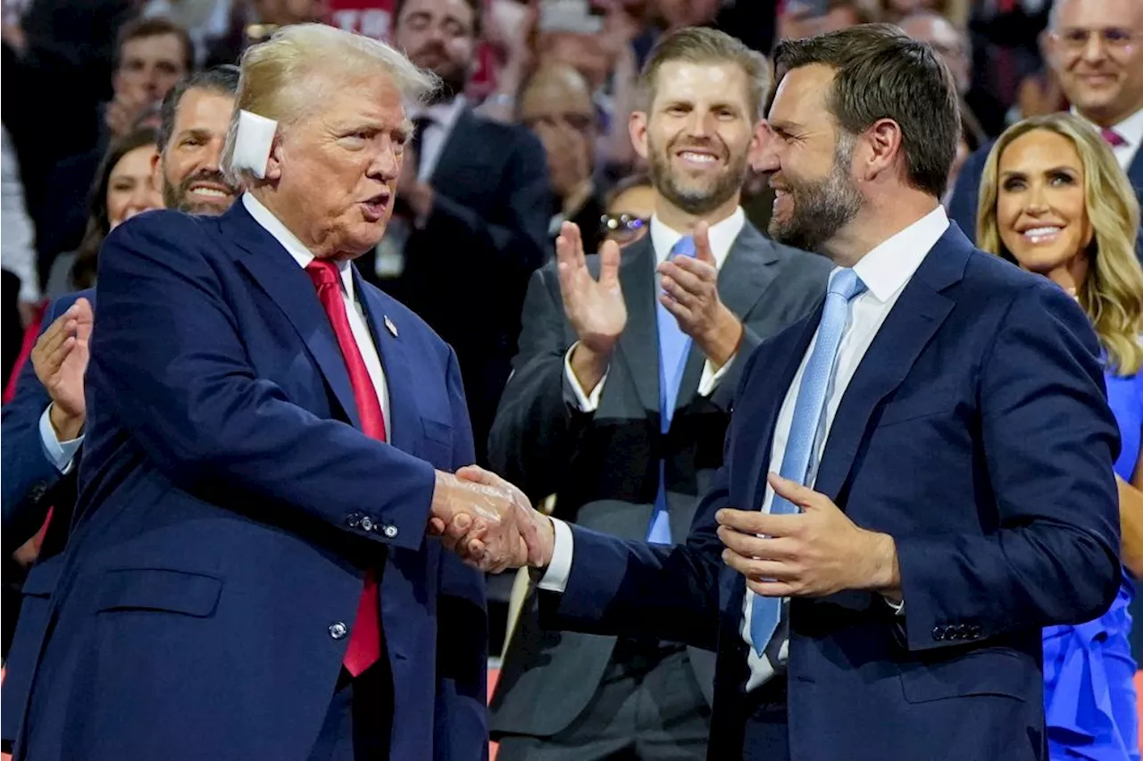 Trump appears with bandaged ear at Republican convention, names Vance as running mate