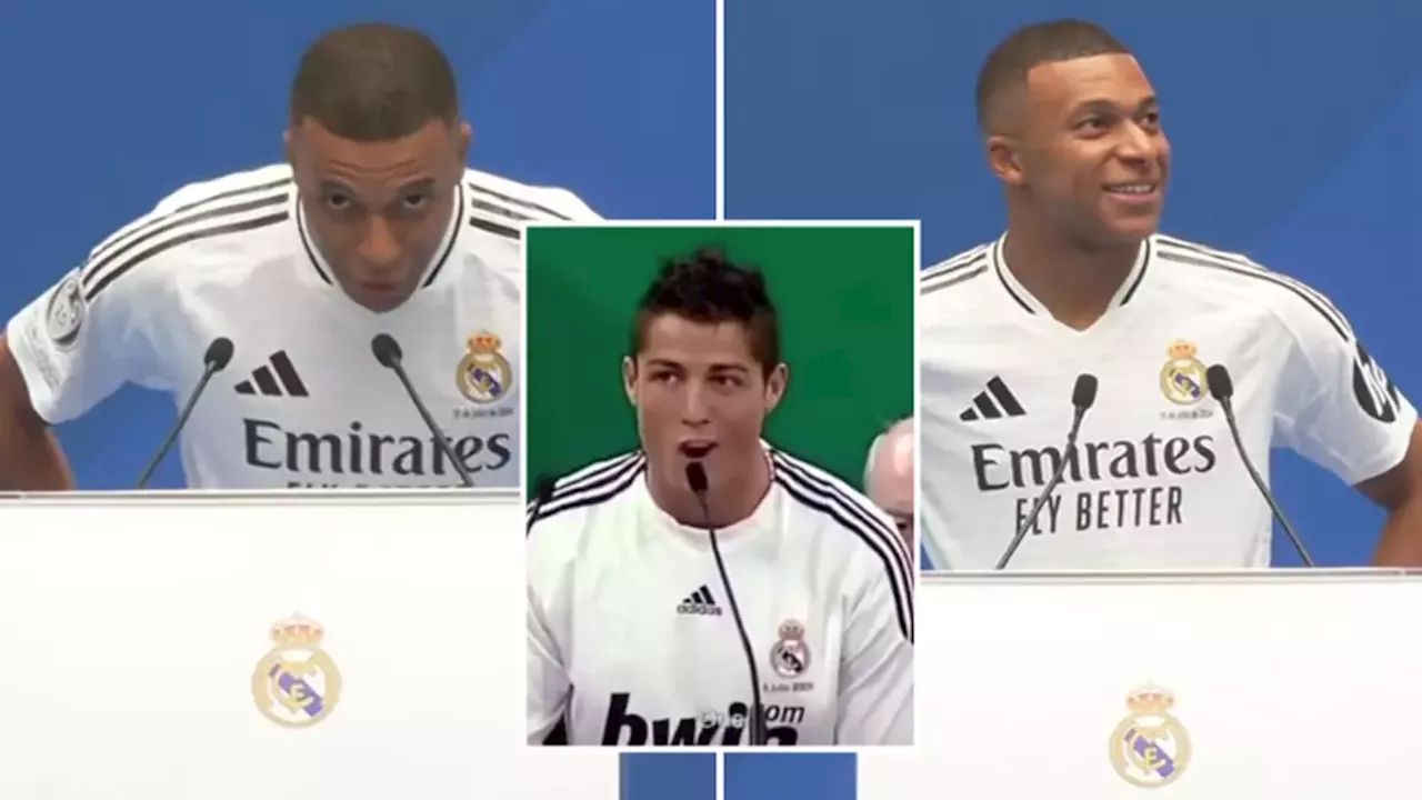 Kylian Mbappe copied Cristiano Ronaldo moment at the end of his Real Madrid presentation