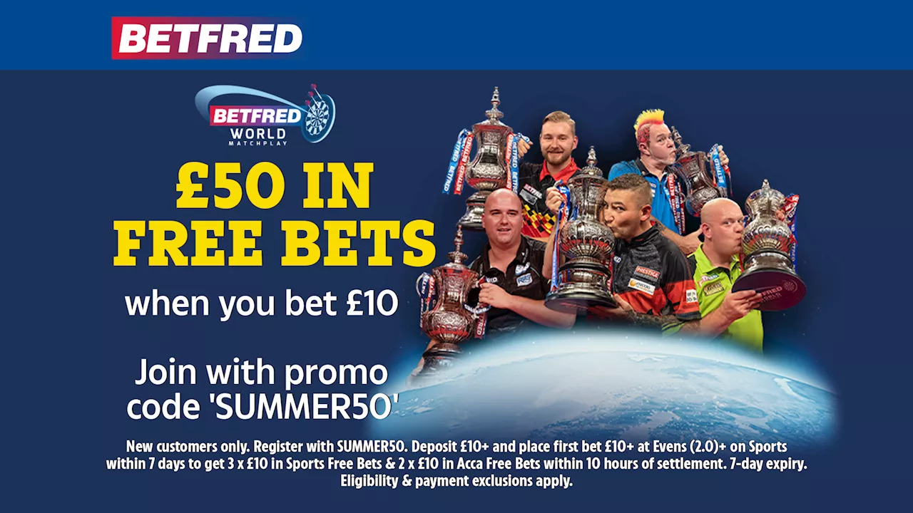 2024 World Matchplay offer: Bet £10 and get £50 in free bets with Betfred...