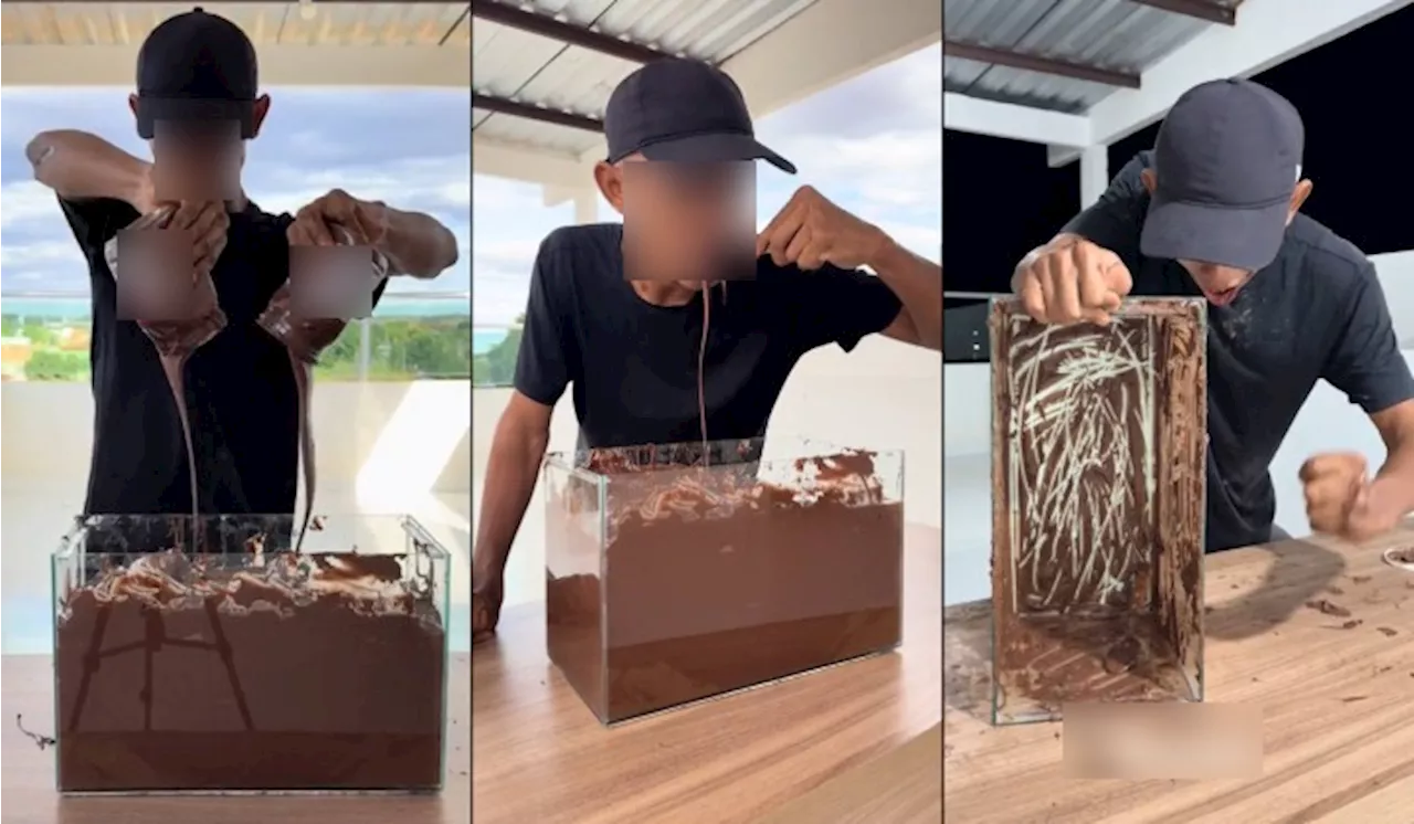 [Video] Aksi Lelaki Makan Sapuan Coklat Penuh Satu Akuarium Bikin Ramai Bimbang