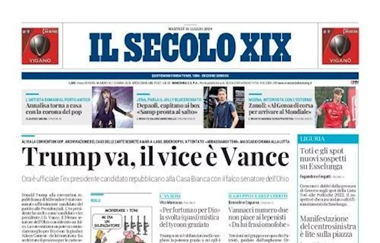 Il Secolo XIX stamattina su Zanoli: 'Al Genoa di corsa per arrivare al Mondiale'