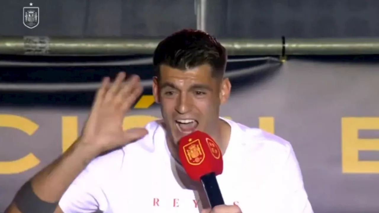 Álvaro Morata deelt tijdens titelfeest Spanje sneer uit aan Jamal Musiala