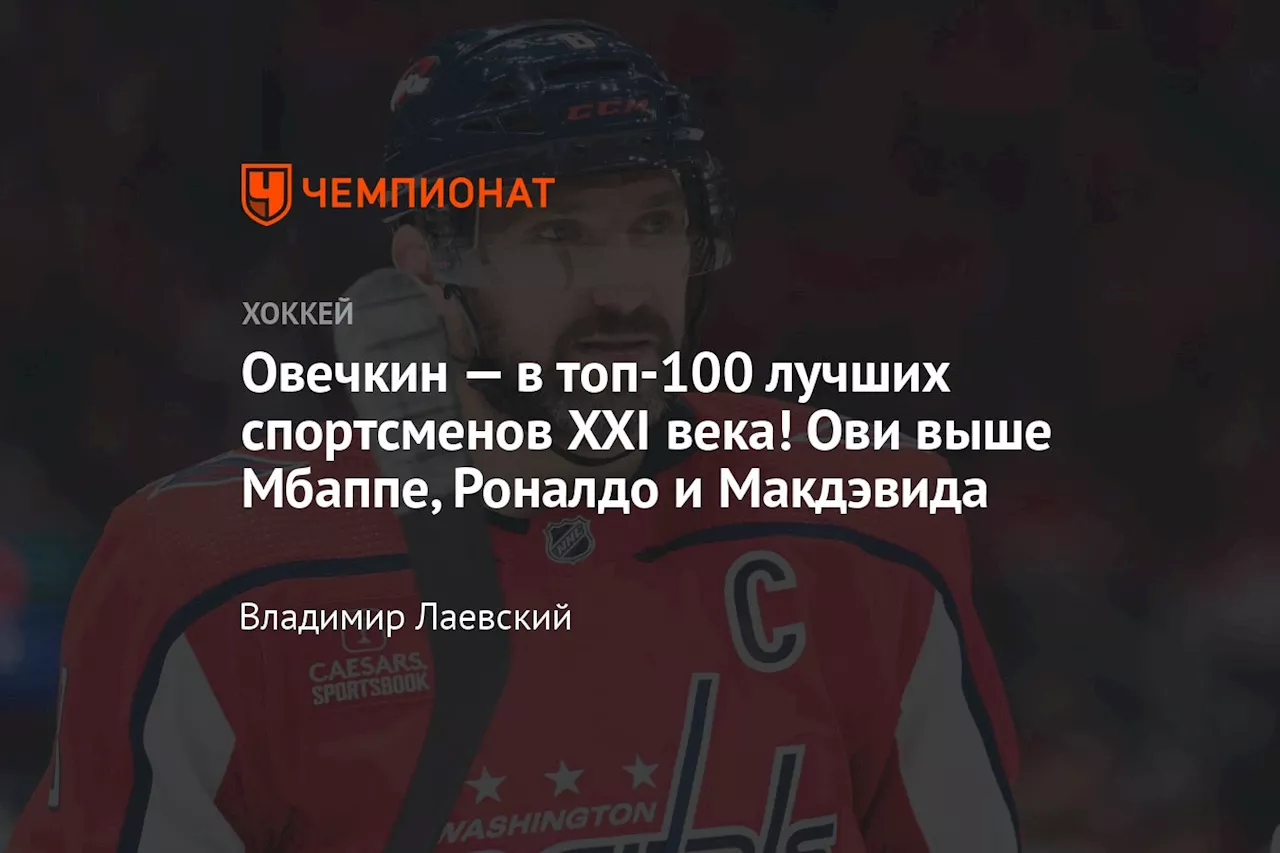 Овечкин — в топ-100 лучших спортсменов XXI века! Ови выше Мбаппе, Роналдо и Макдэвида