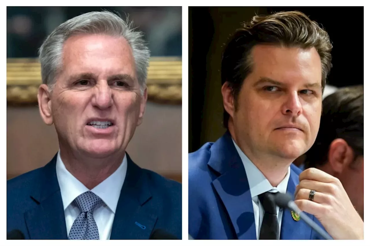 Security has to separate Gaetz and McCarthy during live interview verbal fight