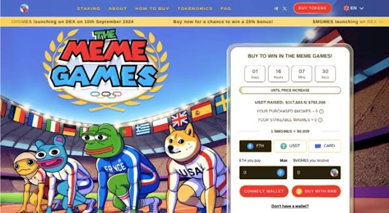 The Meme Games sammelt 100.000 Dollar in wenigen Minuten! Könnte $MGMES der offizielle Meme Coin für die Olympischen Spiele 2024 in Paris werden?