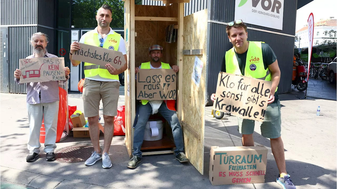 Für bessere Arbeitsbedingungen - 'Klo für alle' – Busfahrer protestieren mit Plumpsklo