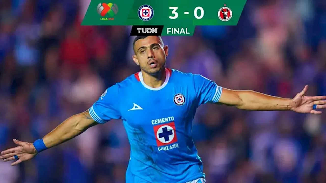 Cruz Azul golea a Xolos de Tijuana con doblete de Giorgos Giakoumakis