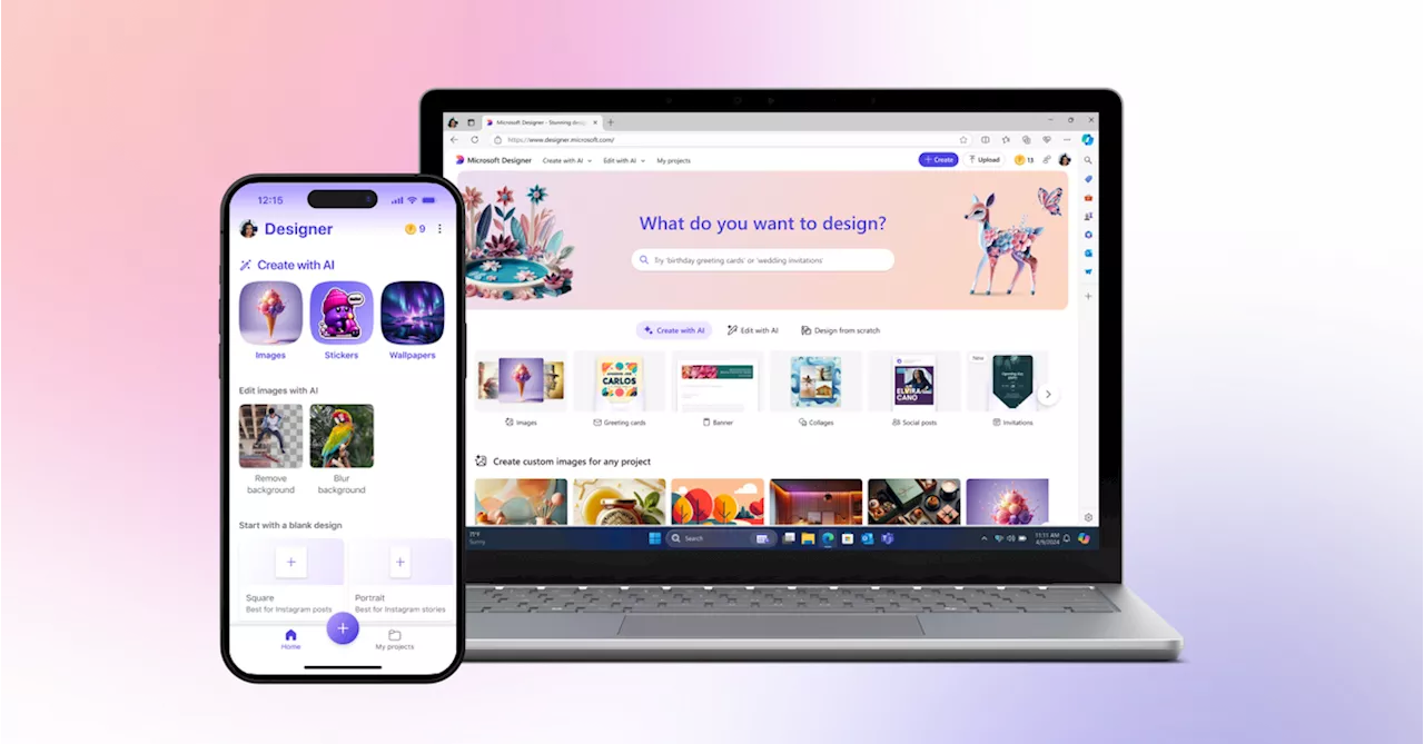Microsoft’s Designer app arrives on iOS and Android with AI editing and creation
