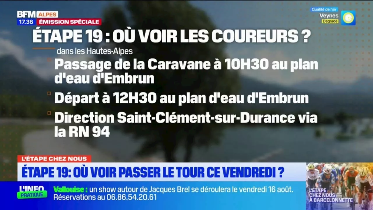 Où voir passer le Tour de France pour la 19e étape entre Embrun et Isola 2000?