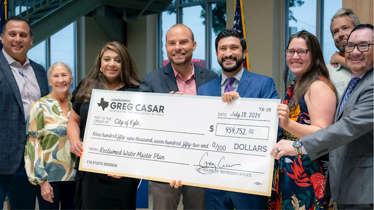 Congressman Casar allocates nearly $2 million for Kyle and Travis County water services