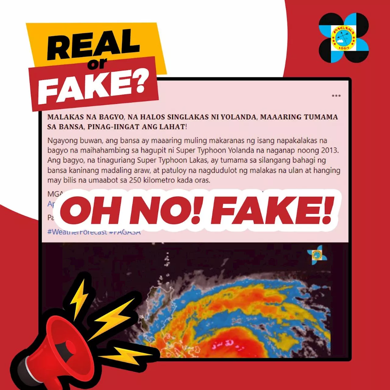 PAGASA refutes false information about 'Super Typhoon Lakas' 