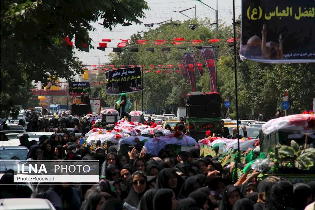 برگزاری آئین تشییع نمادین پیکر شهدای کربلا در قزوین