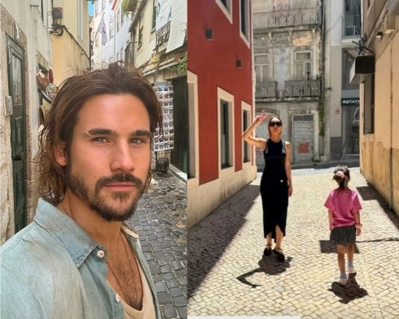 Gravando novela em Portugal, Nicolas Prattes recebe a visita de Sabrina Sato e Zoe: 'Sujeito de sorte que sou, elas vieram'