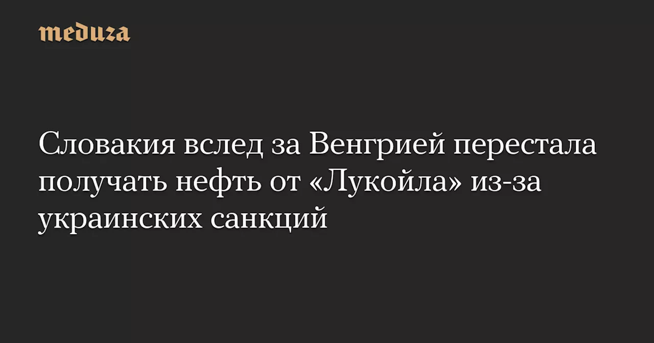 Словакия вслед за Венгрией перестала получать нефть от «Лукойла» из-за украинских санкций — Meduza