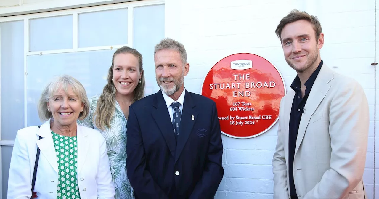 Stuart Broad End unveiled as dad pays tribute to 'brilliant' son