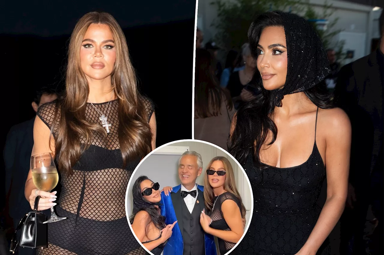 Kim and Khloé Kardashian match in black designer looks at Andrea Bocelli concert in Italy