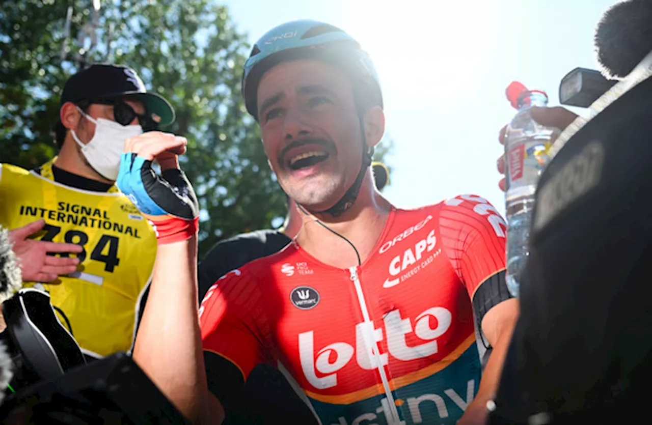 Emotional Campenaerts celebrates Stage 18 win after birth of son