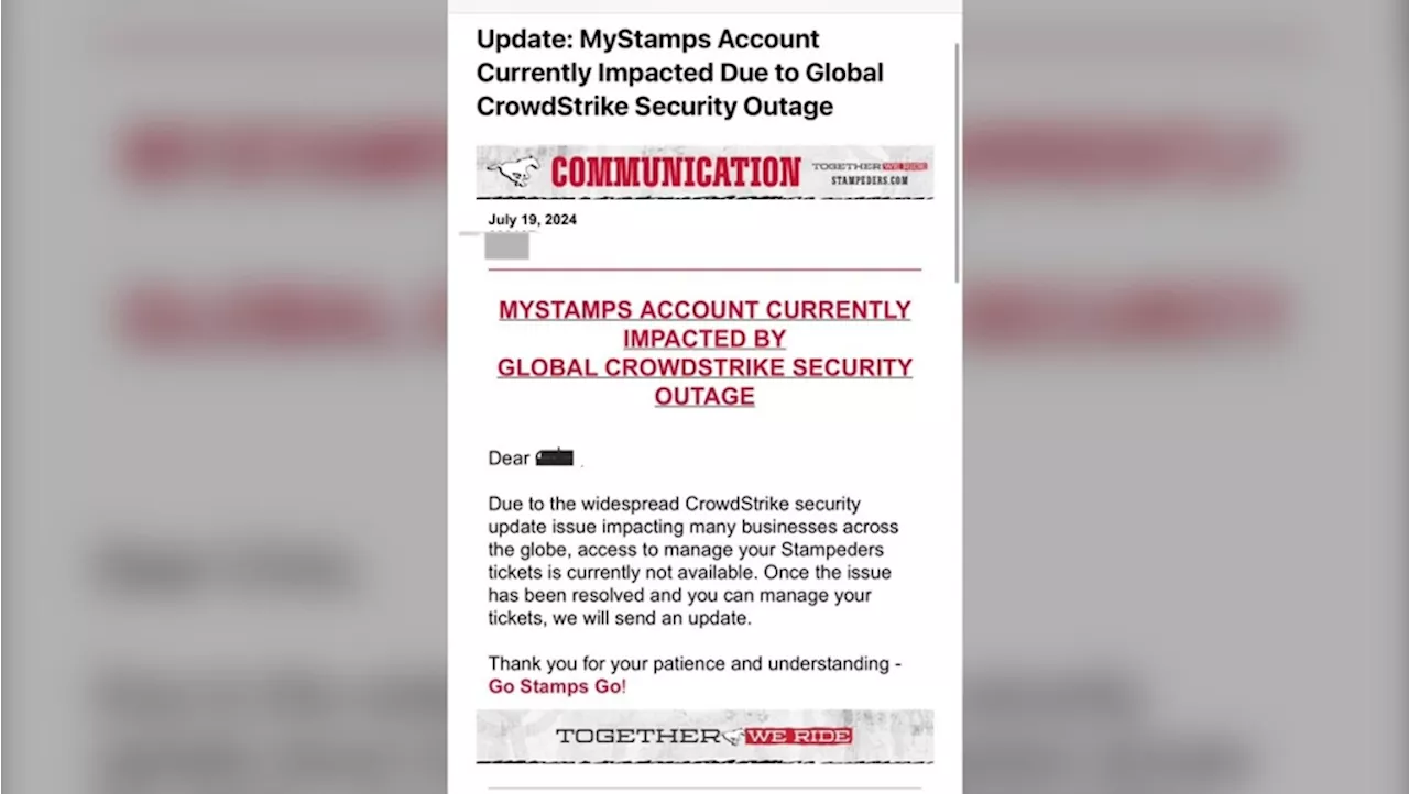 Stampeders tickets back online after CrowdStrike software glitch resolved