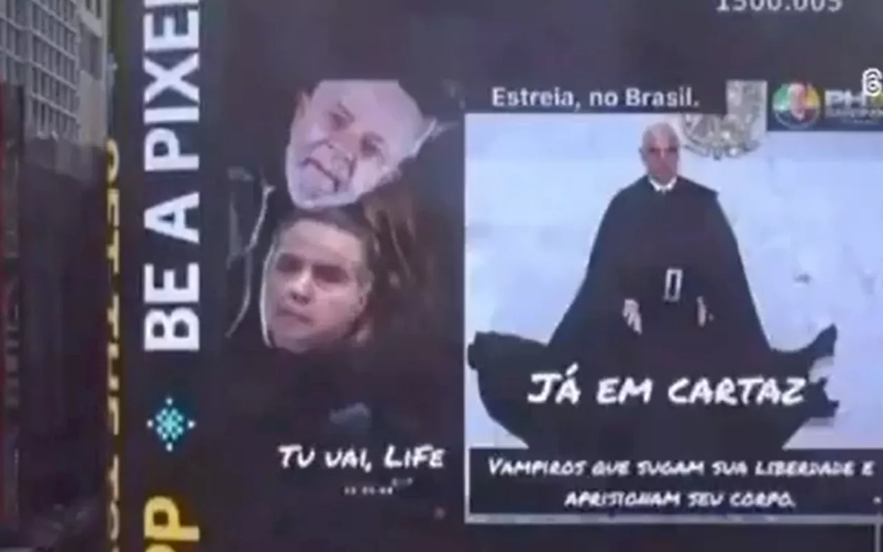 Lula, Moraes e Barroso aparecem em meme em telão na Times Square