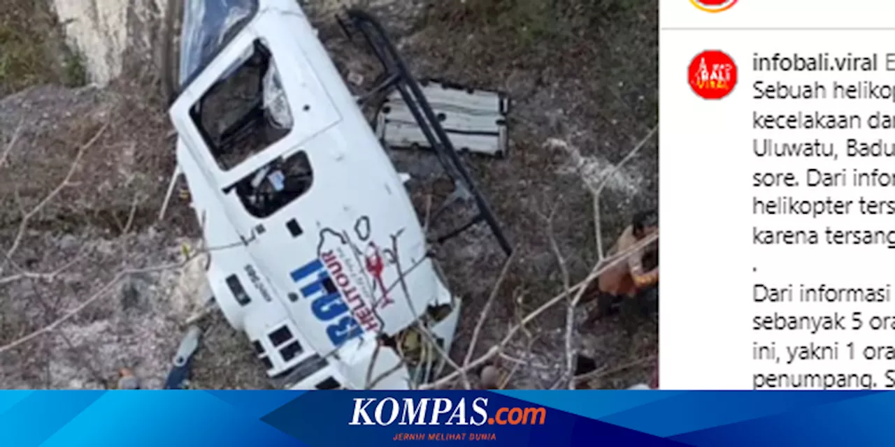 Helikopter Jatuh di Pecatu Bali Diduga Tersangkut Tali Layang-layang, Ini Kata Polisi