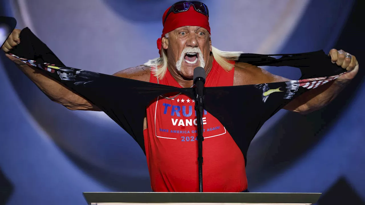 Hulk Hogan tears off shirt on stage at Republican national convention as he declares 'Trumpmania'