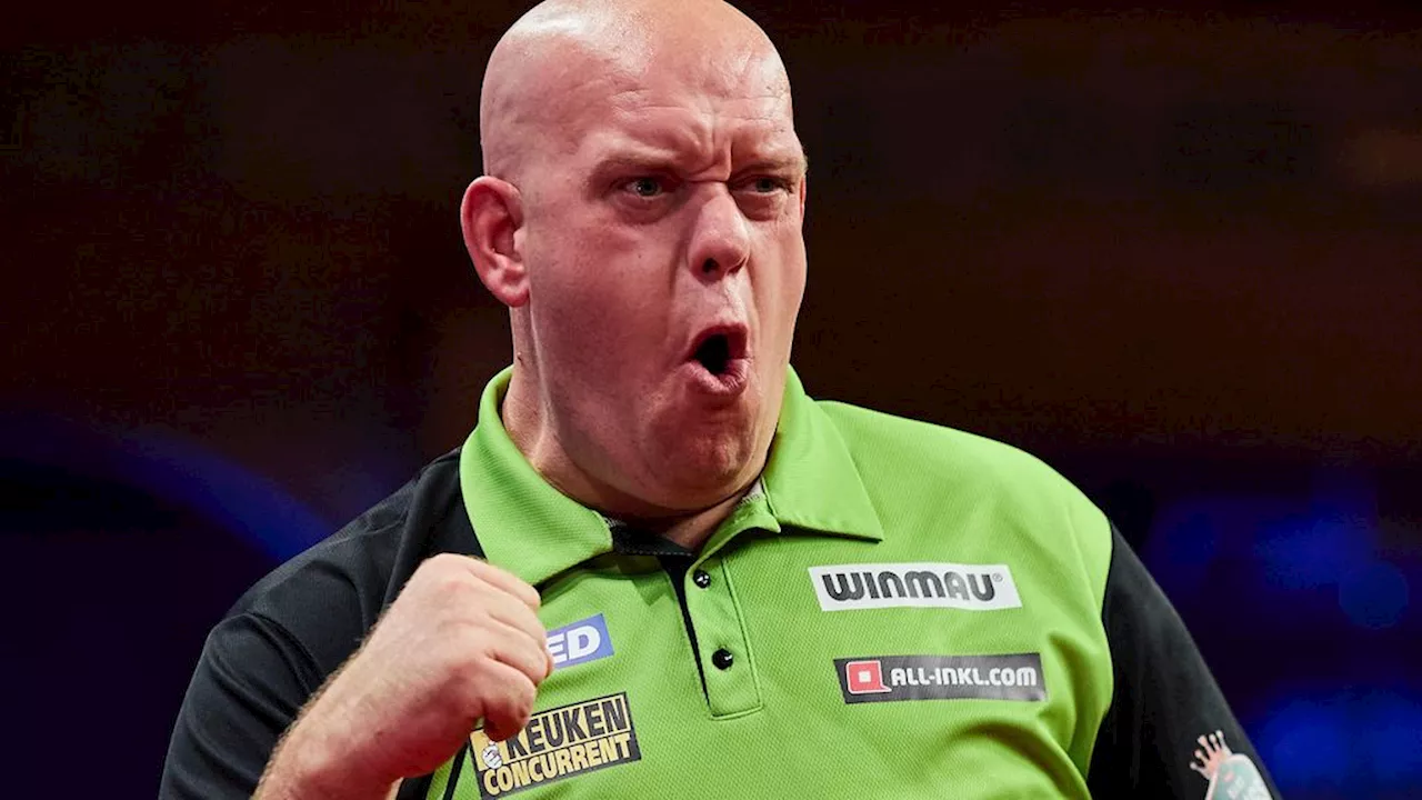 Van Gerwen knokt zich door lastige fase en bereikt halve finales World Matchplay