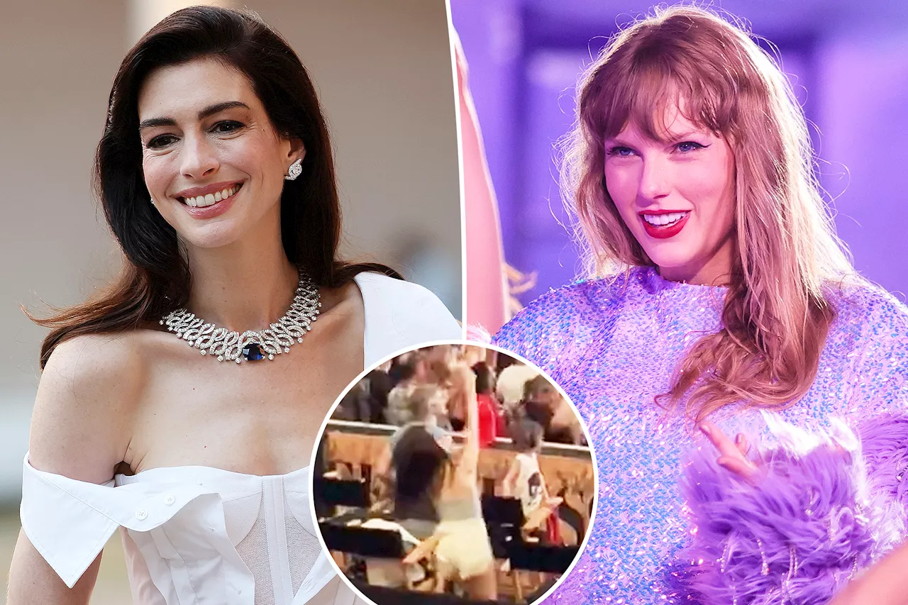 See Anne Hathaway rock out during Taylor Swift's Eras Tour show in Germany