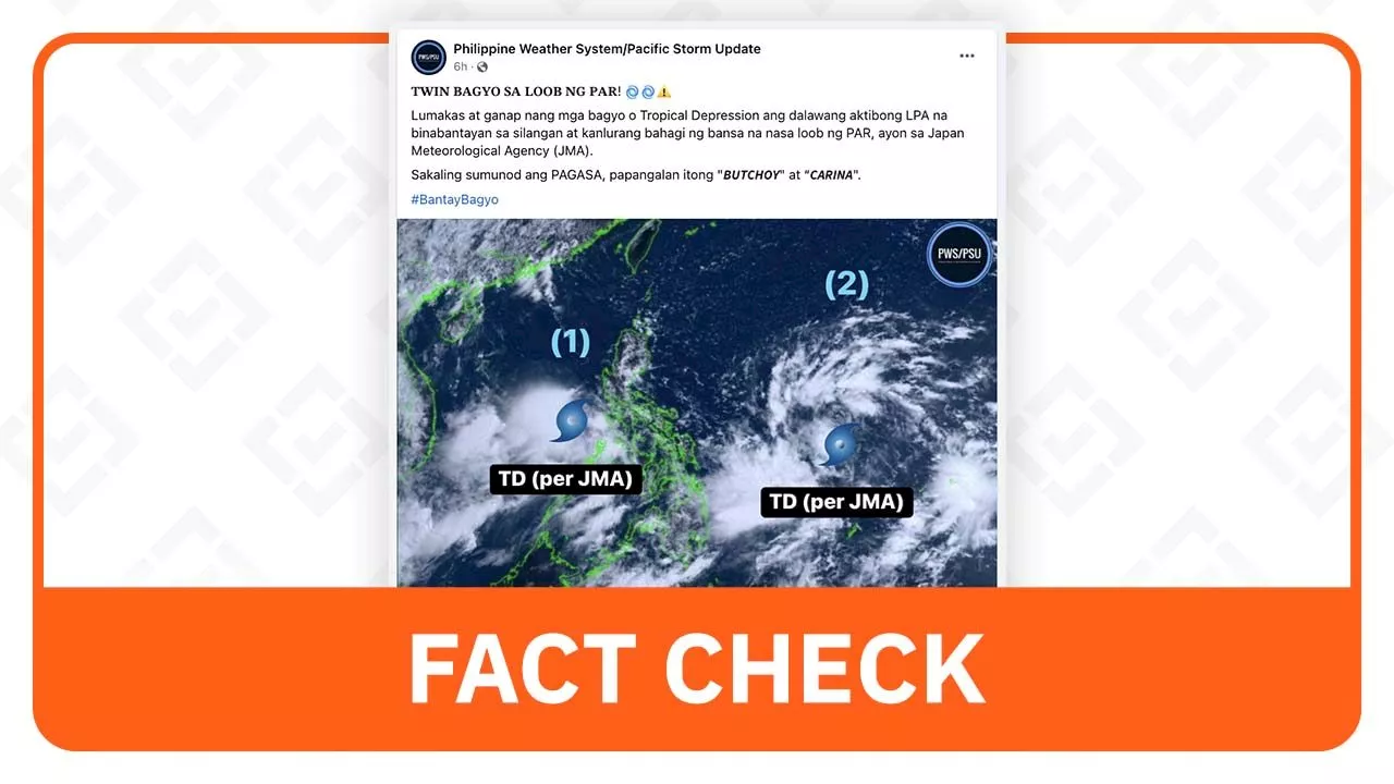 FACT CHECK: No ‘twin typhoons’ in PH Area of Responsibility up until July 19