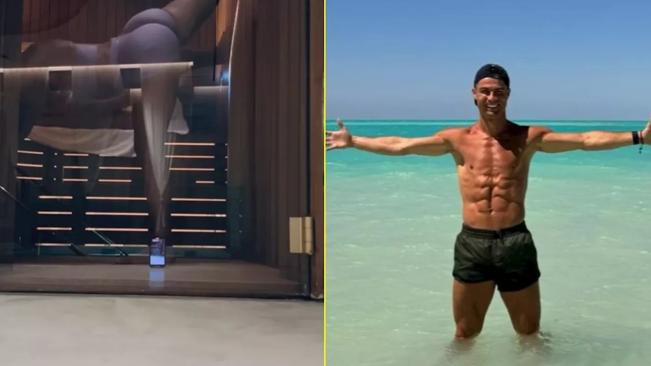 Cristiano Ronaldo even uses the sauna to exercise as he and partner Georgina Rodriguez working out on...