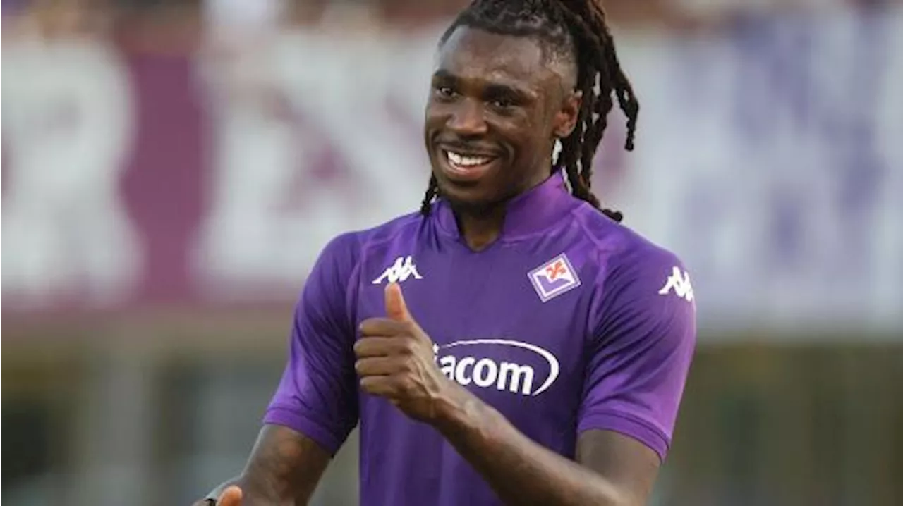 Oggi prima esultanza di Moise Kean con la maglia della Fiorentina: le immagini